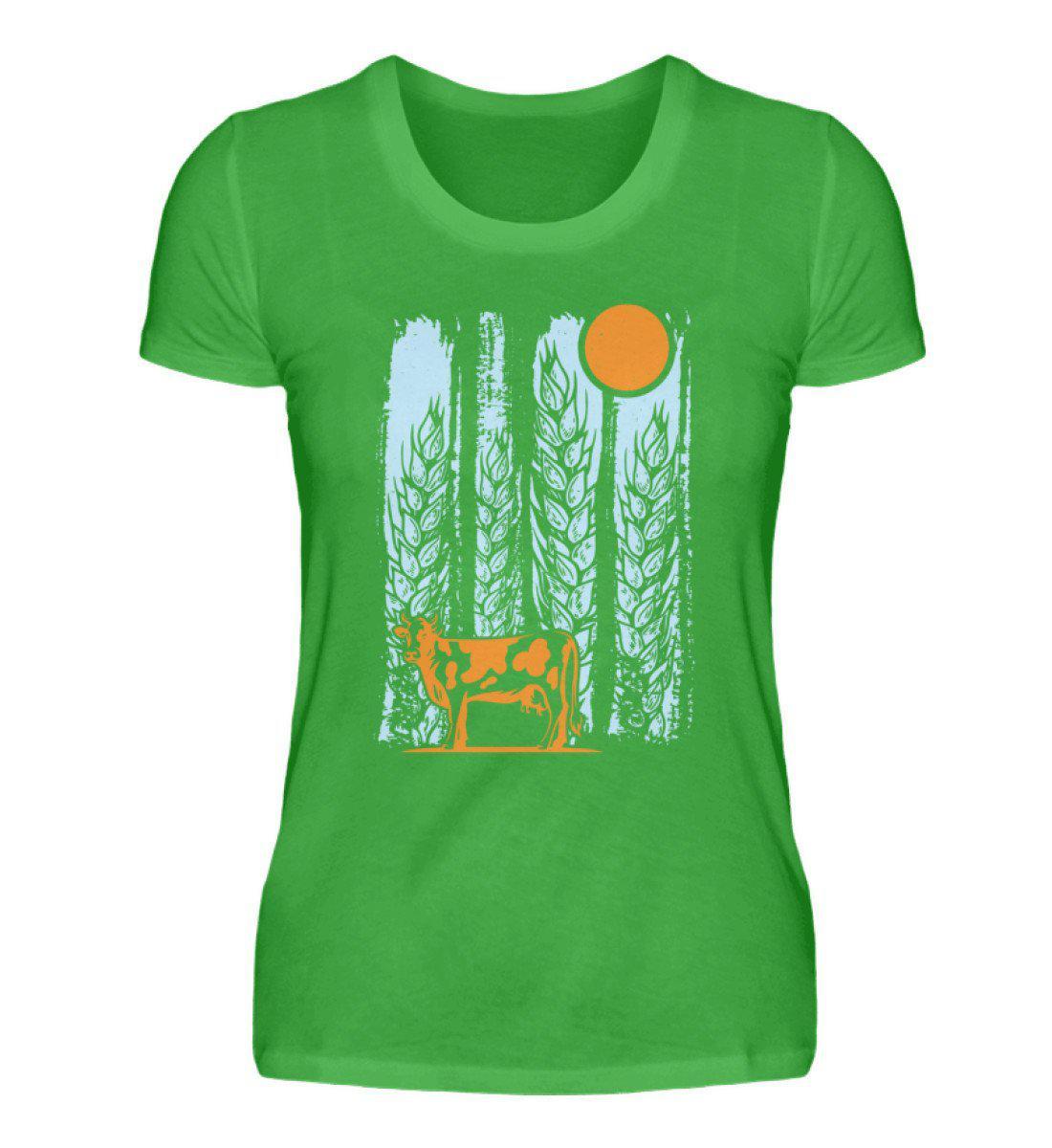 Kuh Mond Colourful · Damen T-Shirt-Damen Basic T-Shirt-Green Apple-S-Agrarstarz