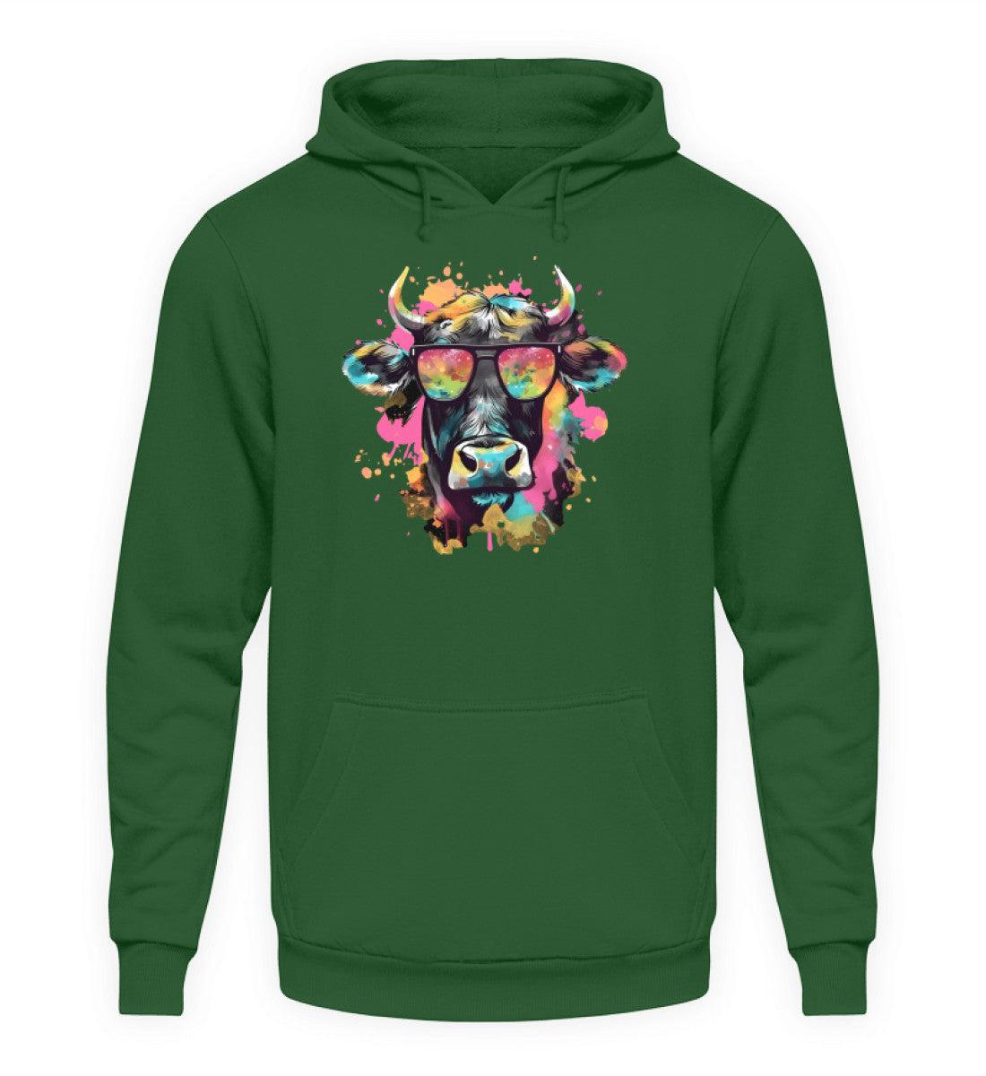 Kuh Sonnenbrille · Unisex Kapuzenpullover Hoodie-Unisex Hoodie-Bottle Green-XS-Agrarstarz