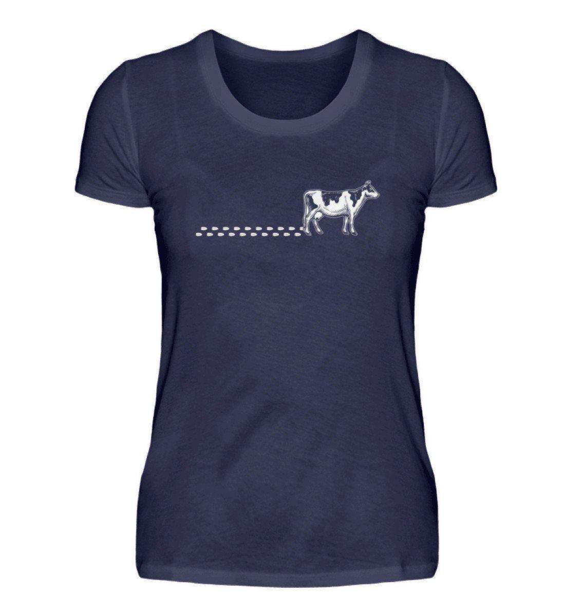 Kuh Spuren · Damen T-Shirt-Damen Basic T-Shirt-Navy-S-Agrarstarz