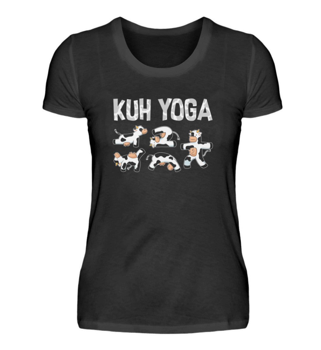 Kuh Yoga · Damen T-Shirt-Damen Basic T-Shirt-Black-S-Agrarstarz