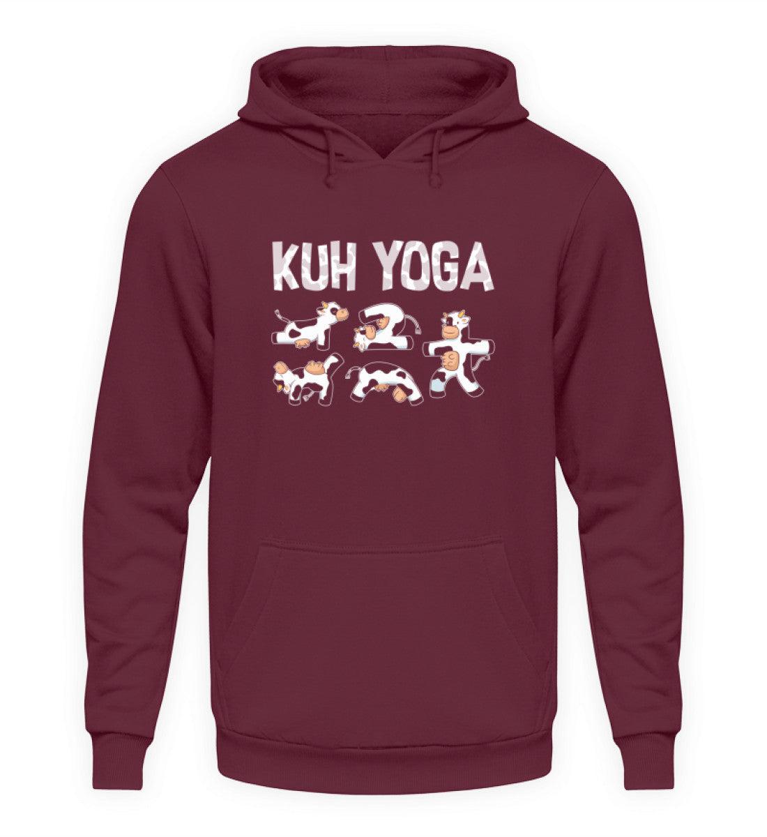 Kuh Yoga · Unisex Kapuzenpullover Hoodie-Unisex Hoodie-Burgundy-S-Agrarstarz