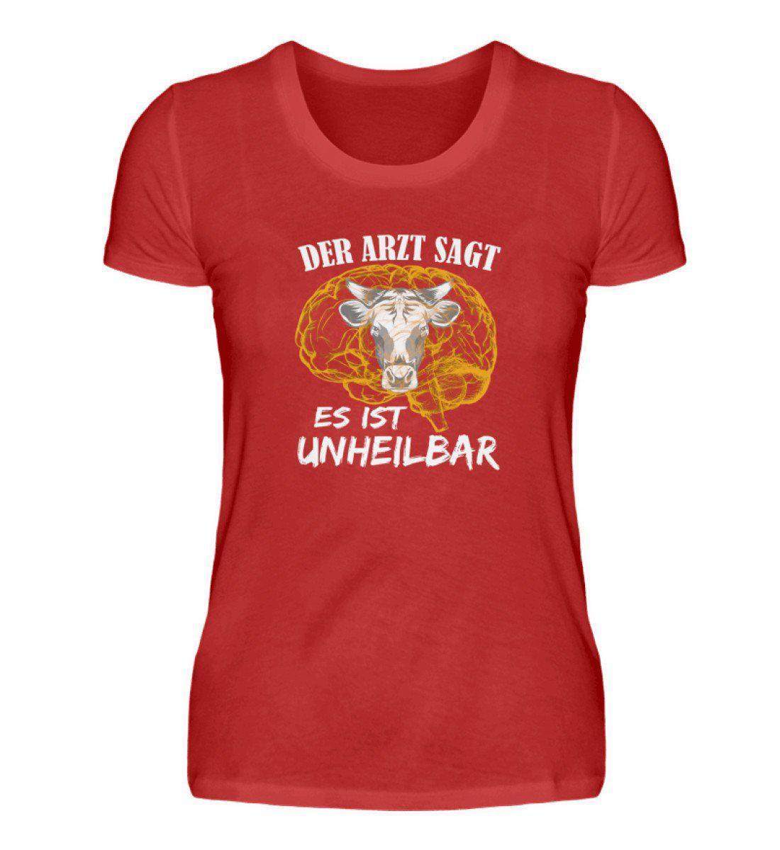Kuh unheilbar gelb · Damen T-Shirt-Damen Basic T-Shirt-Red-S-Agrarstarz