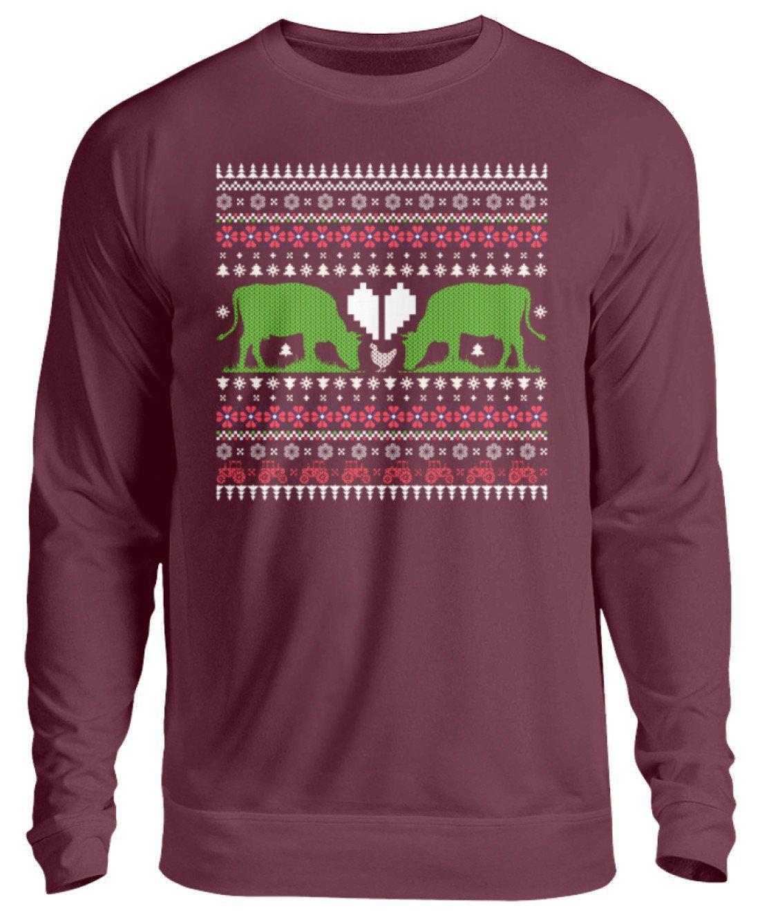 Kühe 2 Ugly Christmas · Unisex Sweatshirt Pullover-Unisex Sweatshirt-Burgundy-S-Agrarstarz