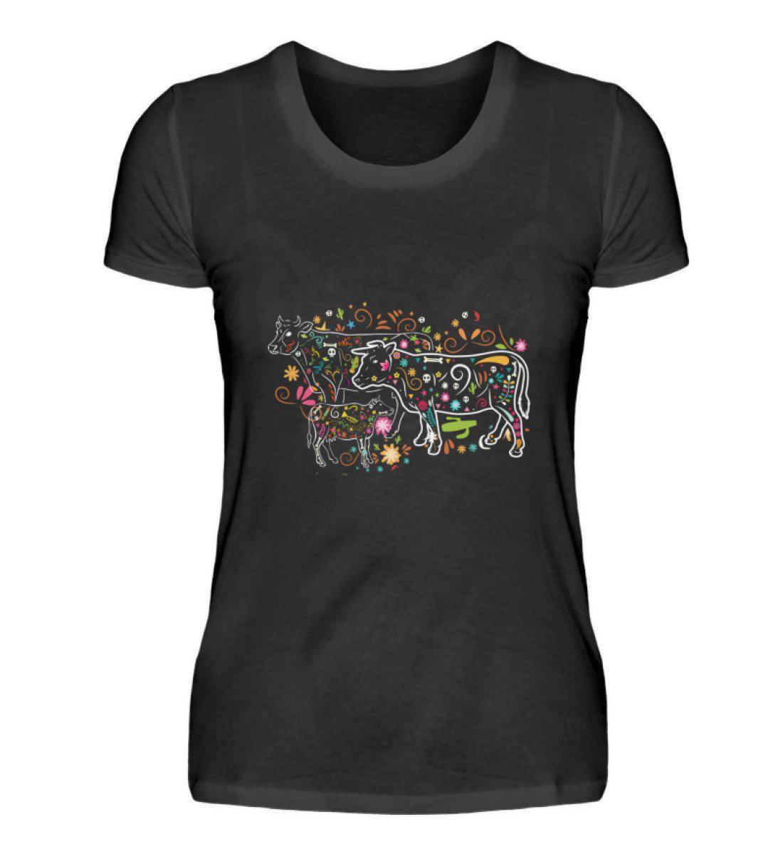 Kühe Colorful · Damen T-Shirt-Damen Basic T-Shirt-Black-S-Agrarstarz