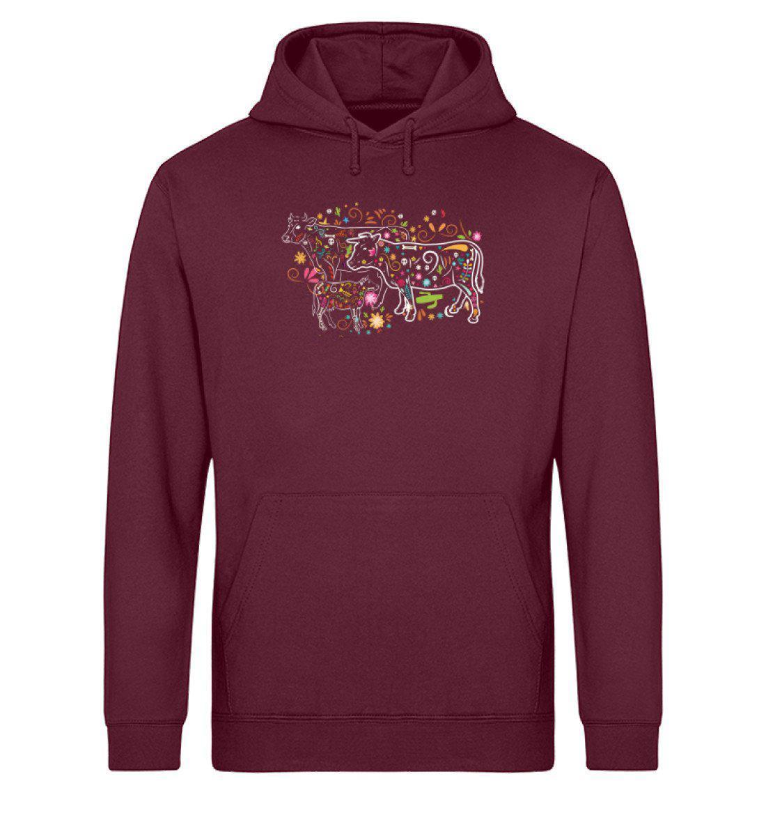 Kühe Colorful · Unisex Organic Hoodie-Drummer Hoodie ST/ST-Burgundy-XS-Agrarstarz