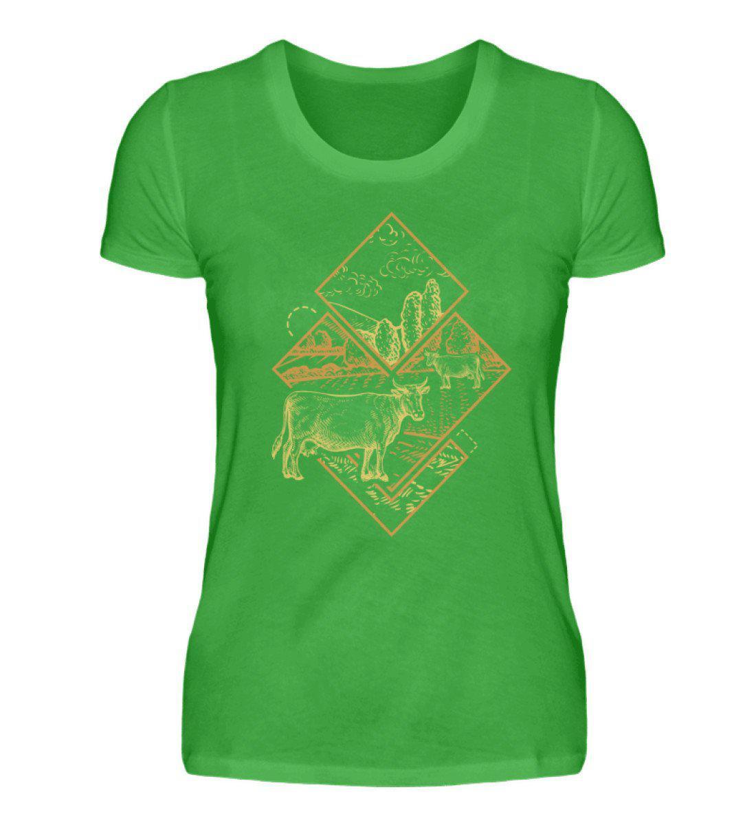 Kühe Geometric · Damen T-Shirt-Damen Basic T-Shirt-Green Apple-S-Agrarstarz
