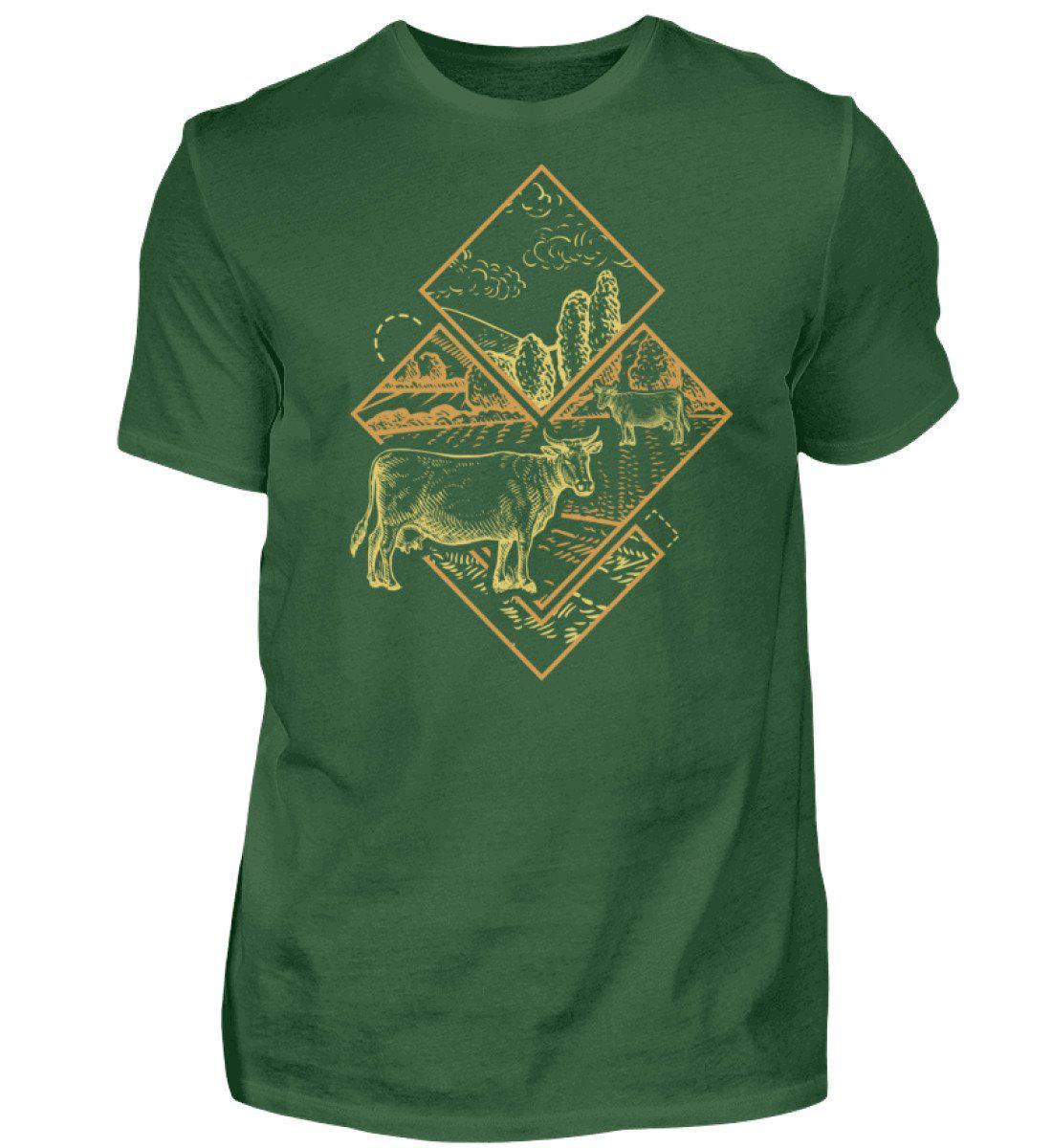 Kühe Geometric · Herren T-Shirt-Herren Basic T-Shirt-Bottle Green-S-Agrarstarz