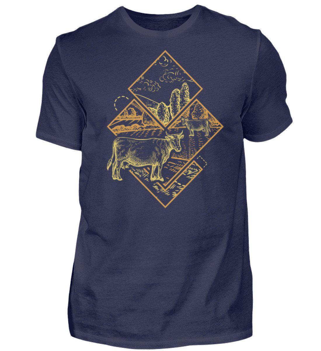 Kühe Geometric · Herren T-Shirt-Herren Basic T-Shirt-Navy-S-Agrarstarz