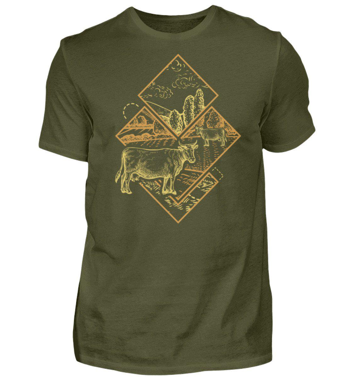 Kühe Geometric · Herren T-Shirt-Herren Basic T-Shirt-Urban Khaki-S-Agrarstarz