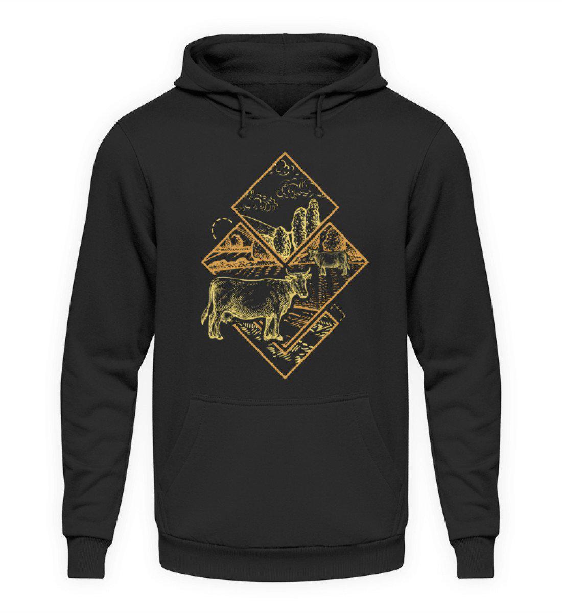 Kühe Geometric · Unisex Kapuzenpullover Hoodie-Unisex Hoodie-Jet Black-S-Agrarstarz