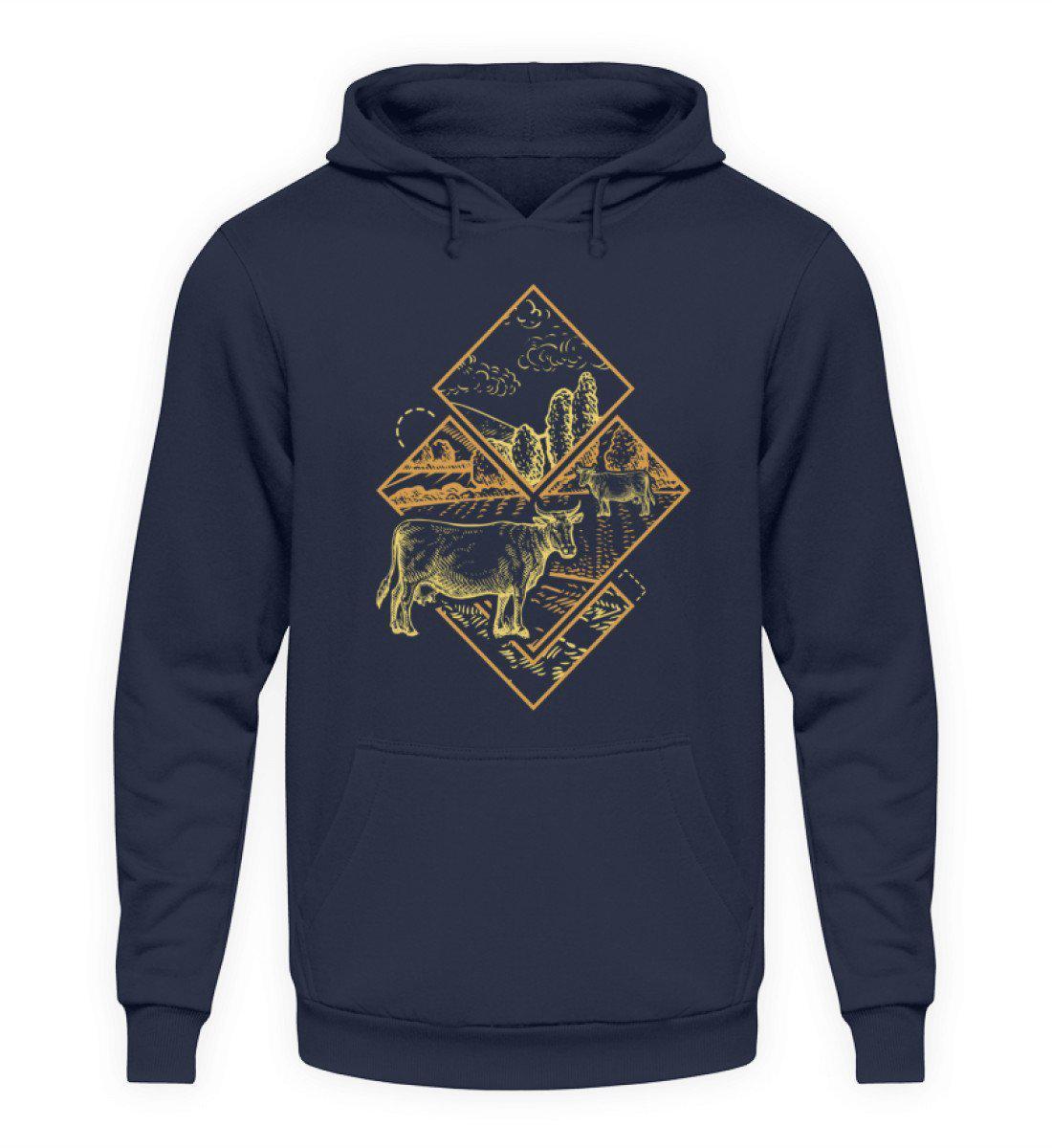 Kühe Geometric · Unisex Kapuzenpullover Hoodie-Unisex Hoodie-Oxford Navy-S-Agrarstarz