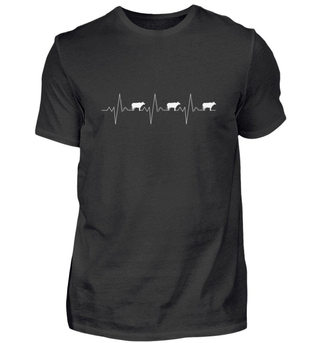 Kühe Heartbeat 2 · Herren T-Shirt-Herren Basic T-Shirt-Black-S-Agrarstarz