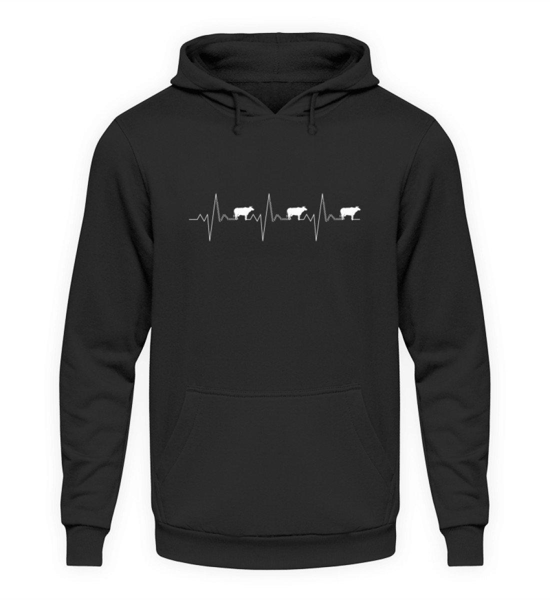 Kühe Heartbeat 2 · Unisex Kapuzenpullover Hoodie-Unisex Hoodie-Jet Black-XS-Agrarstarz