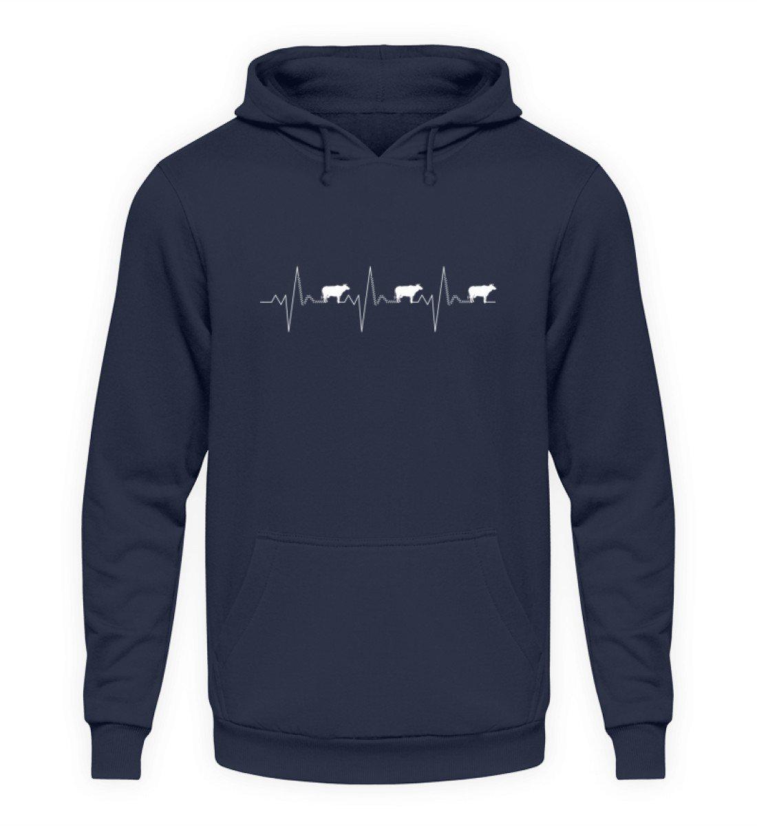 Kühe Heartbeat 2 · Unisex Kapuzenpullover Hoodie-Unisex Hoodie-Oxford Navy-S-Agrarstarz