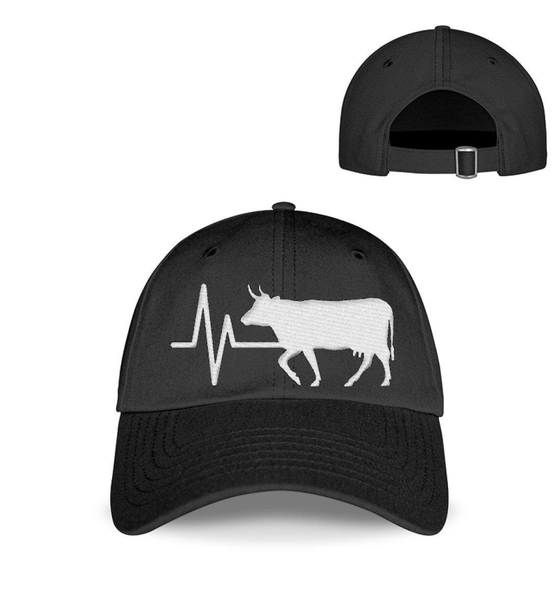 Kühe Heartbeat · Kappe-Baseball Cap mit Stick-Black-Einheitsgröße-Agrarstarz