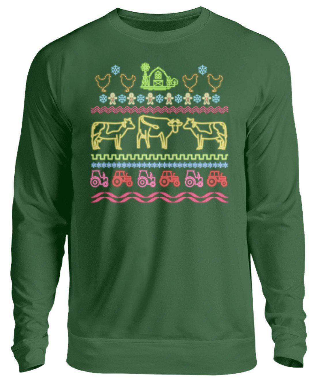 Kühe Neon Ugly Christmas · Unisex Sweatshirt Pullover-Unisex Sweatshirt-Bottle Green-S-Agrarstarz