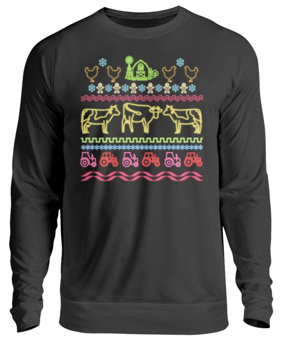 Kühe Neon Ugly Christmas · Unisex Sweatshirt Pullover-Unisex Sweatshirt-Jet Black-S-Agrarstarz