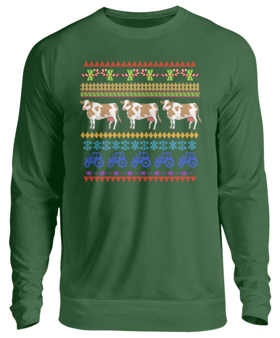 Kühe Pixel 2 Ugly Christmas · Unisex Sweatshirt Pullover-Unisex Sweatshirt-Bottle Green-S-Agrarstarz