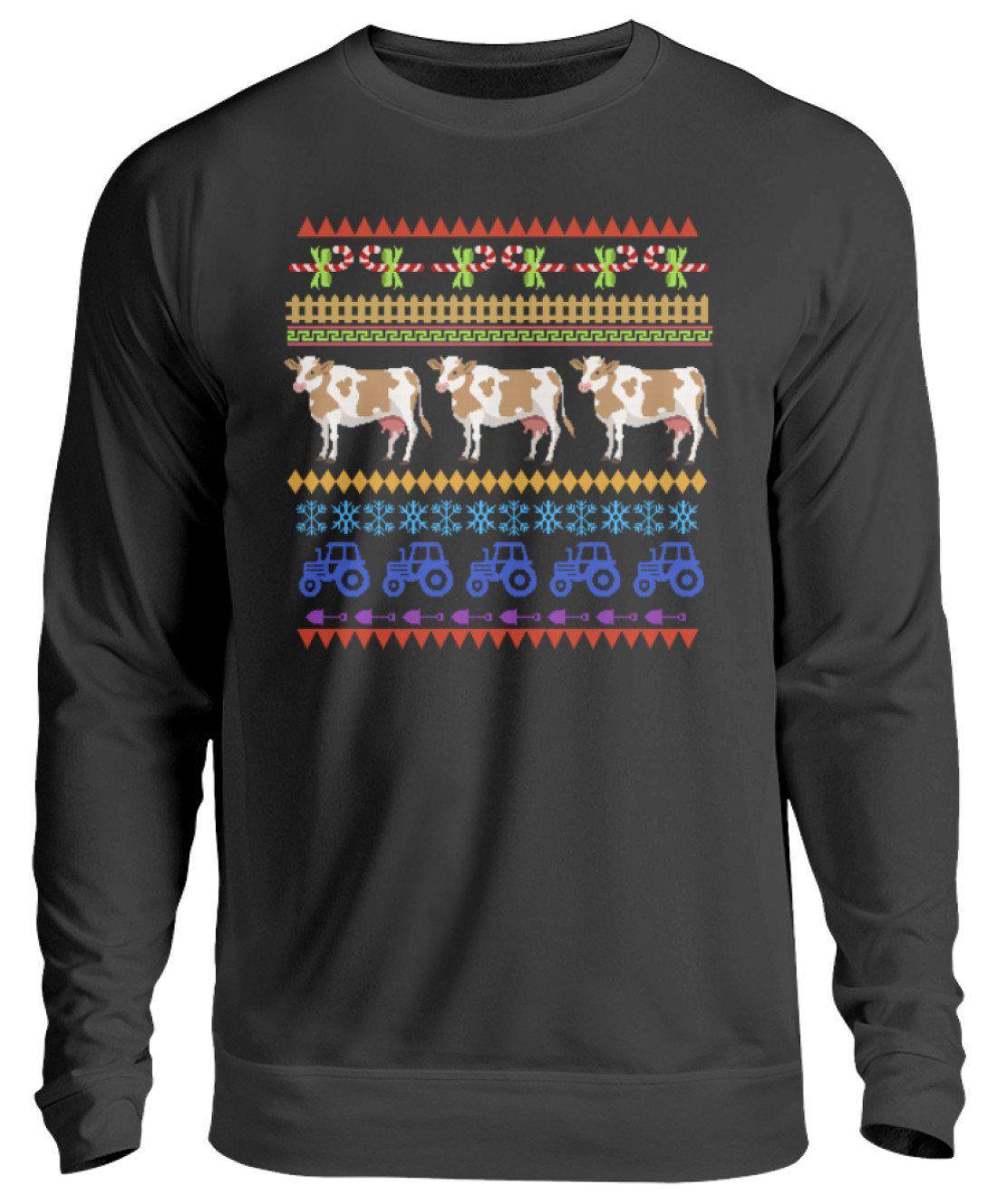 Kühe Pixel 2 Ugly Christmas · Unisex Sweatshirt Pullover-Unisex Sweatshirt-Jet Black-S-Agrarstarz