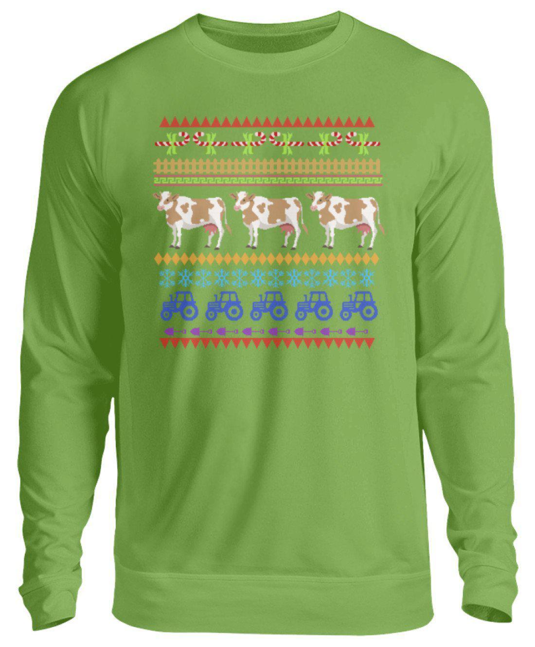 Kühe Pixel 2 Ugly Christmas · Unisex Sweatshirt Pullover-Unisex Sweatshirt-LimeGreen-S-Agrarstarz