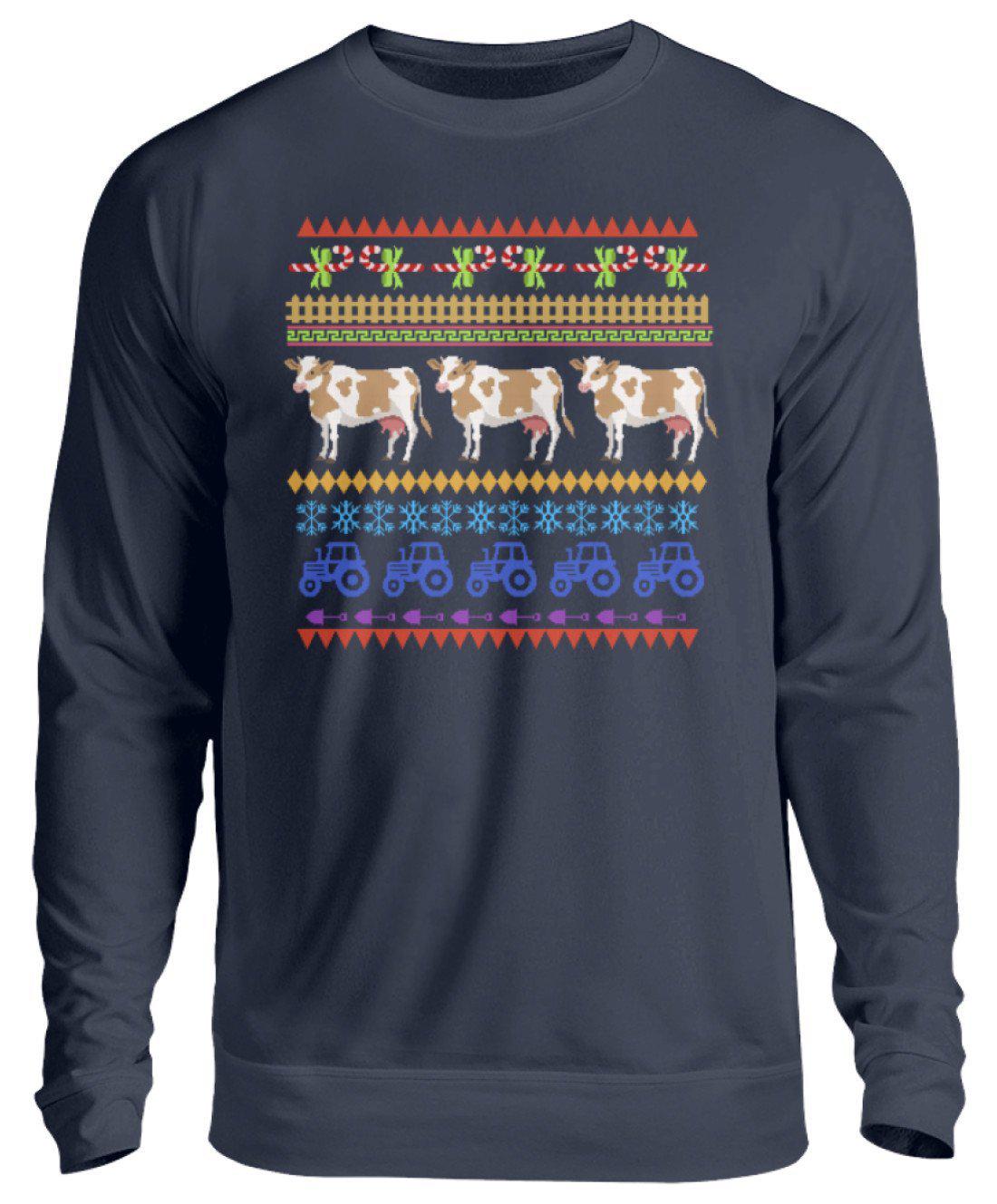 Kühe Pixel 2 Ugly Christmas · Unisex Sweatshirt Pullover-Unisex Sweatshirt-Oxford Navy-S-Agrarstarz
