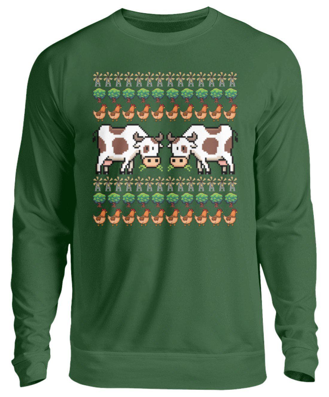 Kühe Pixel Ugly Christmas · Unisex Sweatshirt Pullover-Unisex Sweatshirt-Bottle Green-S-Agrarstarz