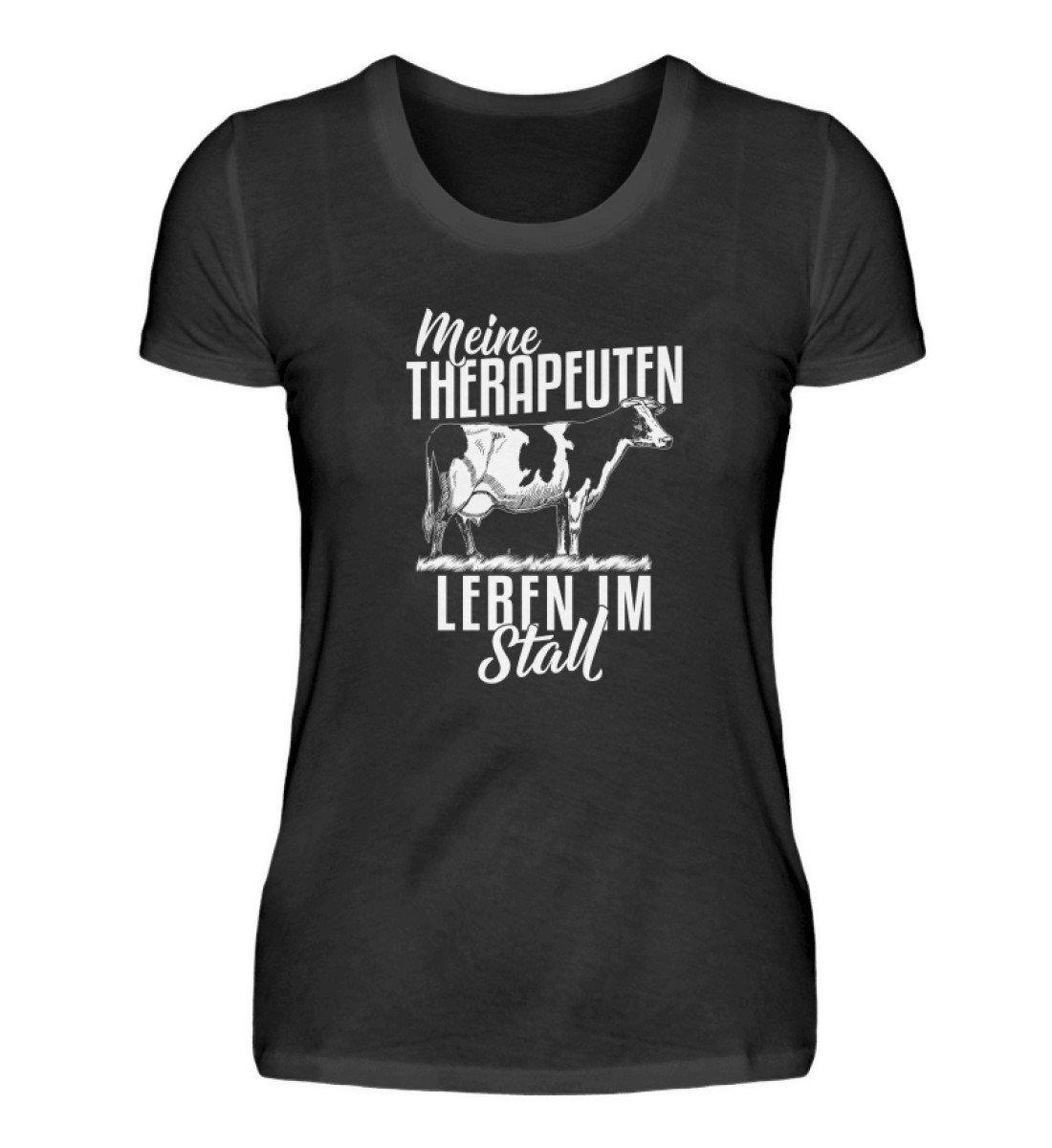 Kühe Therapeuten im Stall · Damen T-Shirt-Damen Basic T-Shirt-Black-S-Agrarstarz