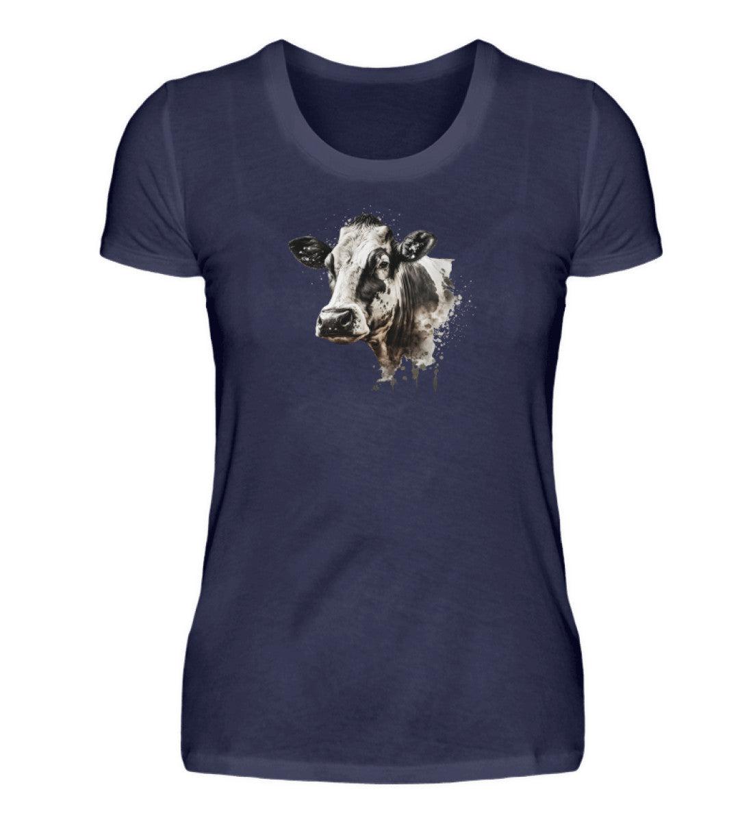Kühe Wasserfarben 2 · Damen T-Shirt-Damen Basic T-Shirt-Navy-S-Agrarstarz