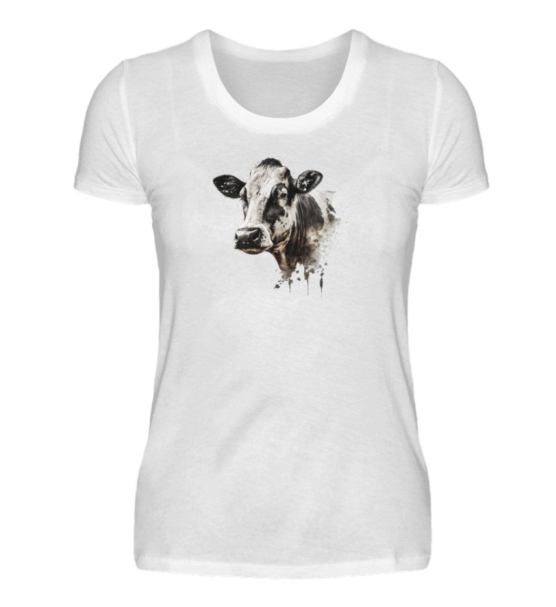 Kühe Wasserfarben 2 · Damen T-Shirt-Damen Basic T-Shirt-White-S-Agrarstarz