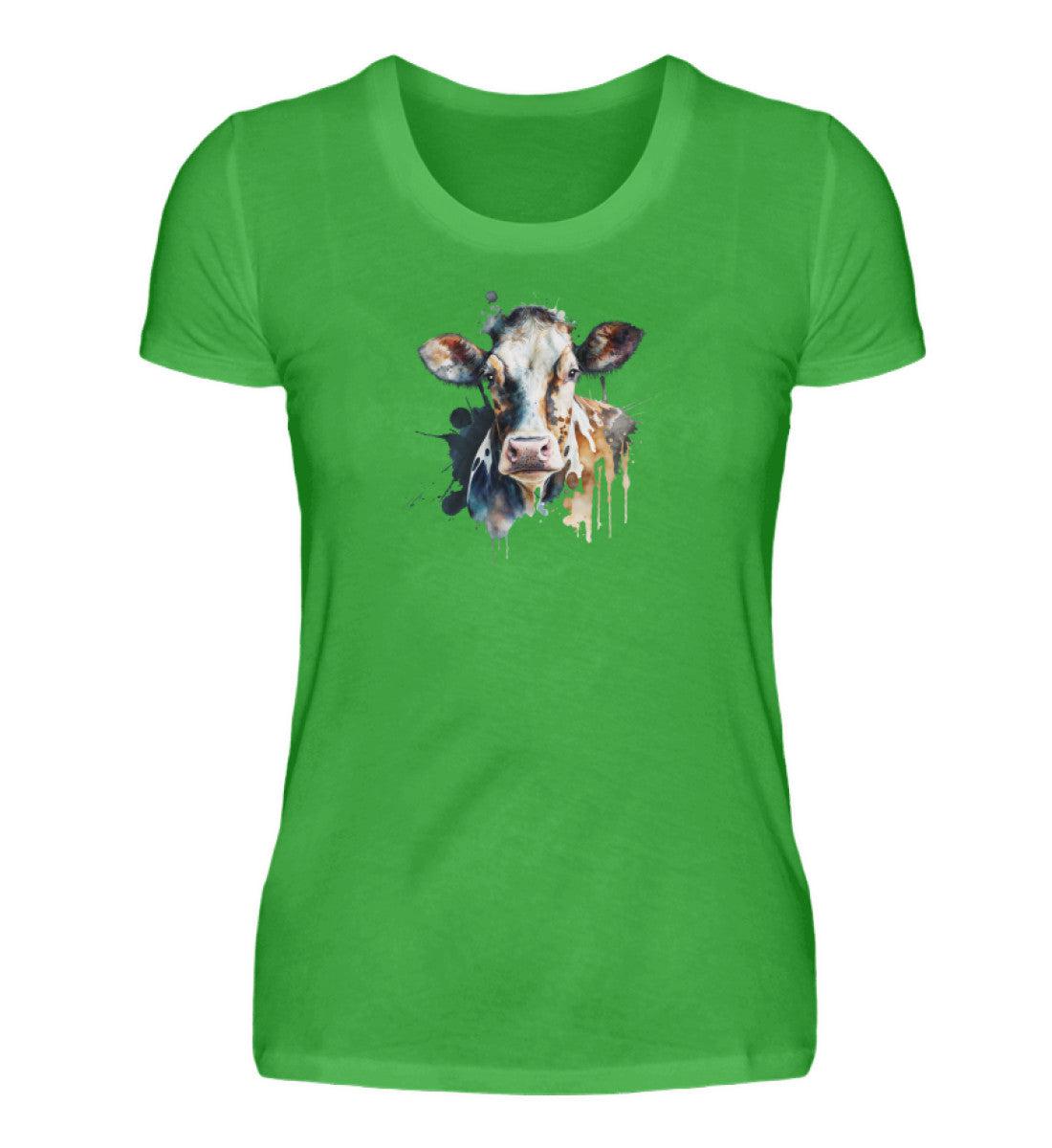 Kühe Wasserfarben 3 · Damen T-Shirt-Damen Basic T-Shirt-Green Apple-S-Agrarstarz