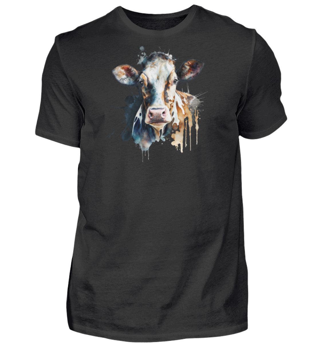 Kühe Wasserfarben 3 · Herren T-Shirt-Herren Basic T-Shirt-Black-XS-Agrarstarz