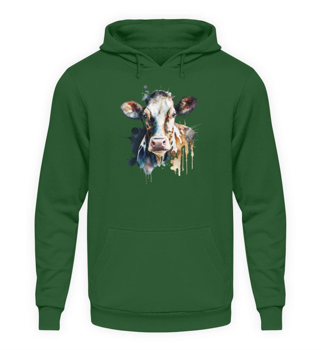 Kühe Wasserfarben 3 · Unisex Kapuzenpullover Hoodie-Unisex Hoodie-Bottle Green-XS-Agrarstarz