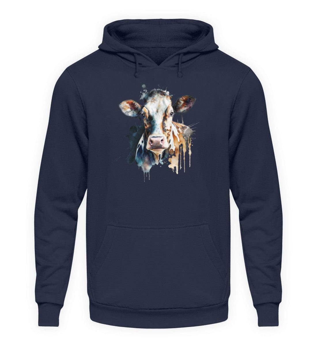 Kühe Wasserfarben 3 · Unisex Kapuzenpullover Hoodie-Unisex Hoodie-Oxford Navy-XS-Agrarstarz