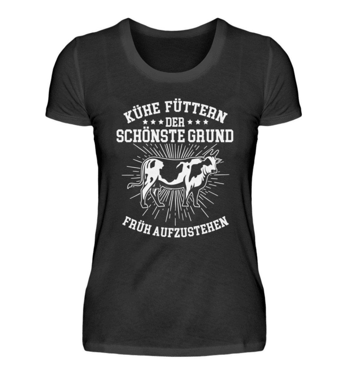 Kühe füttern · Damen T-Shirt-Damen Basic T-Shirt-Black-S-Agrarstarz