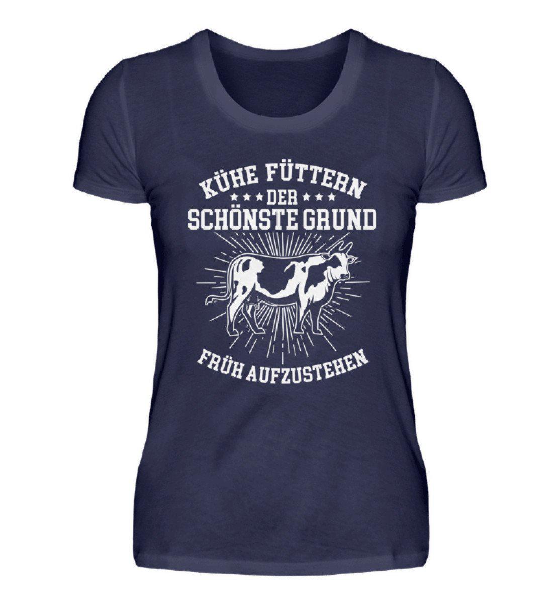 Kühe füttern · Damen T-Shirt-Damen Basic T-Shirt-Navy-S-Agrarstarz