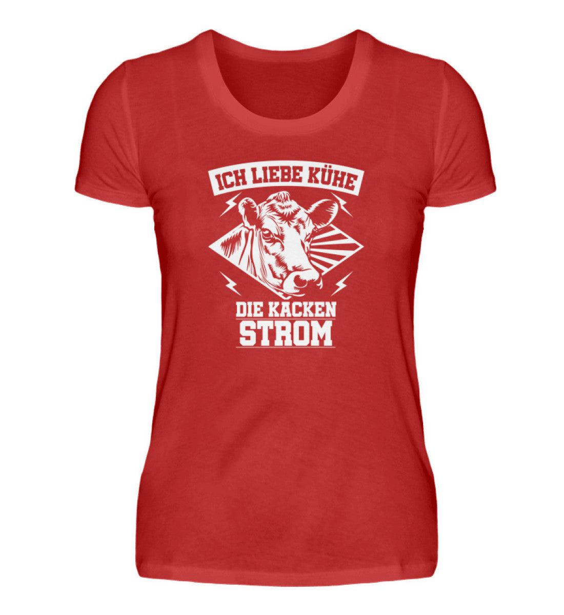 Kühe kacken Strom · Damen T-Shirt-Damen Basic T-Shirt-Red-S-Agrarstarz