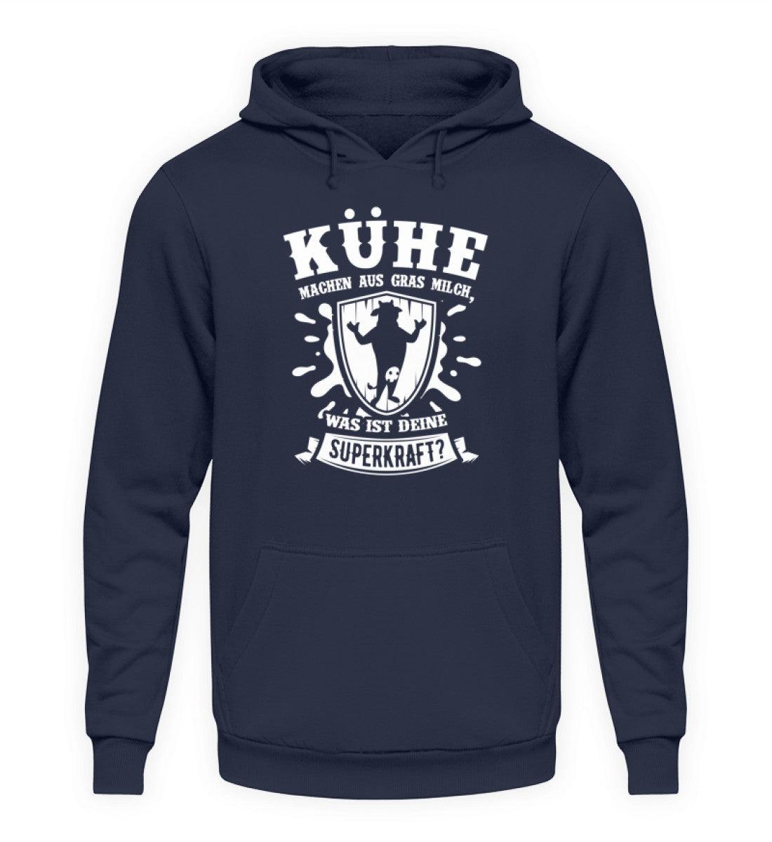 Kühe machen aus Gras Milch · Unisex Kapuzenpullover Hoodie-Unisex Hoodie-Oxford Navy-S-Agrarstarz