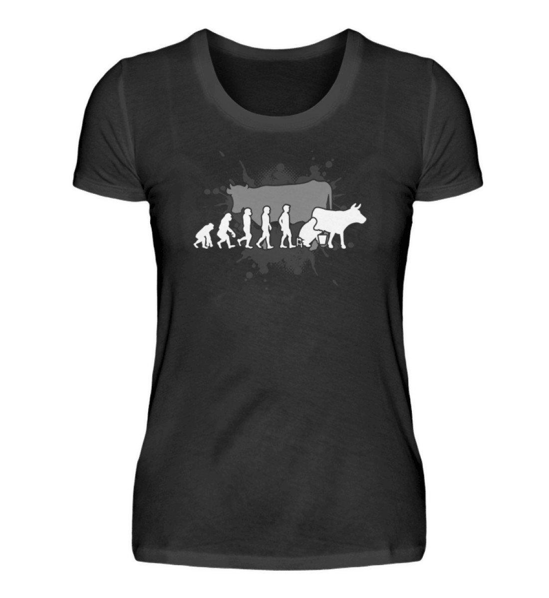 Kühe melken Evolution · Damen T-Shirt-Damen Basic T-Shirt-Black-S-Agrarstarz