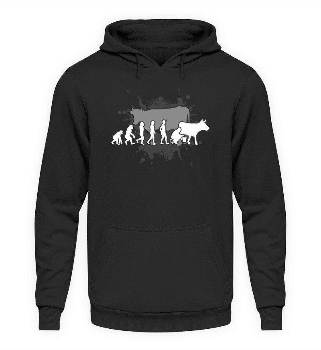 Kühe melken Evolution · Unisex Kapuzenpullover Hoodie-Unisex Hoodie-Jet Black-L-Agrarstarz