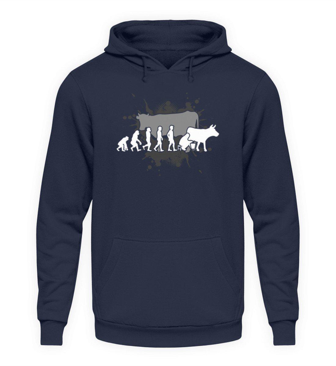 Kühe melken Evolution · Unisex Kapuzenpullover Hoodie-Unisex Hoodie-Oxford Navy-L-Agrarstarz