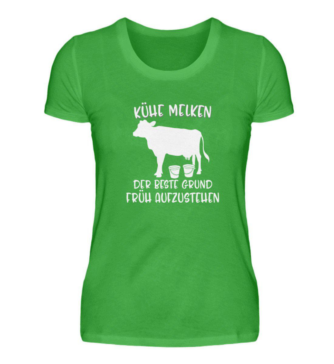 Kühe melken früh aufstehen · Damen T-Shirt-Damen Basic T-Shirt-Green Apple-S-Agrarstarz