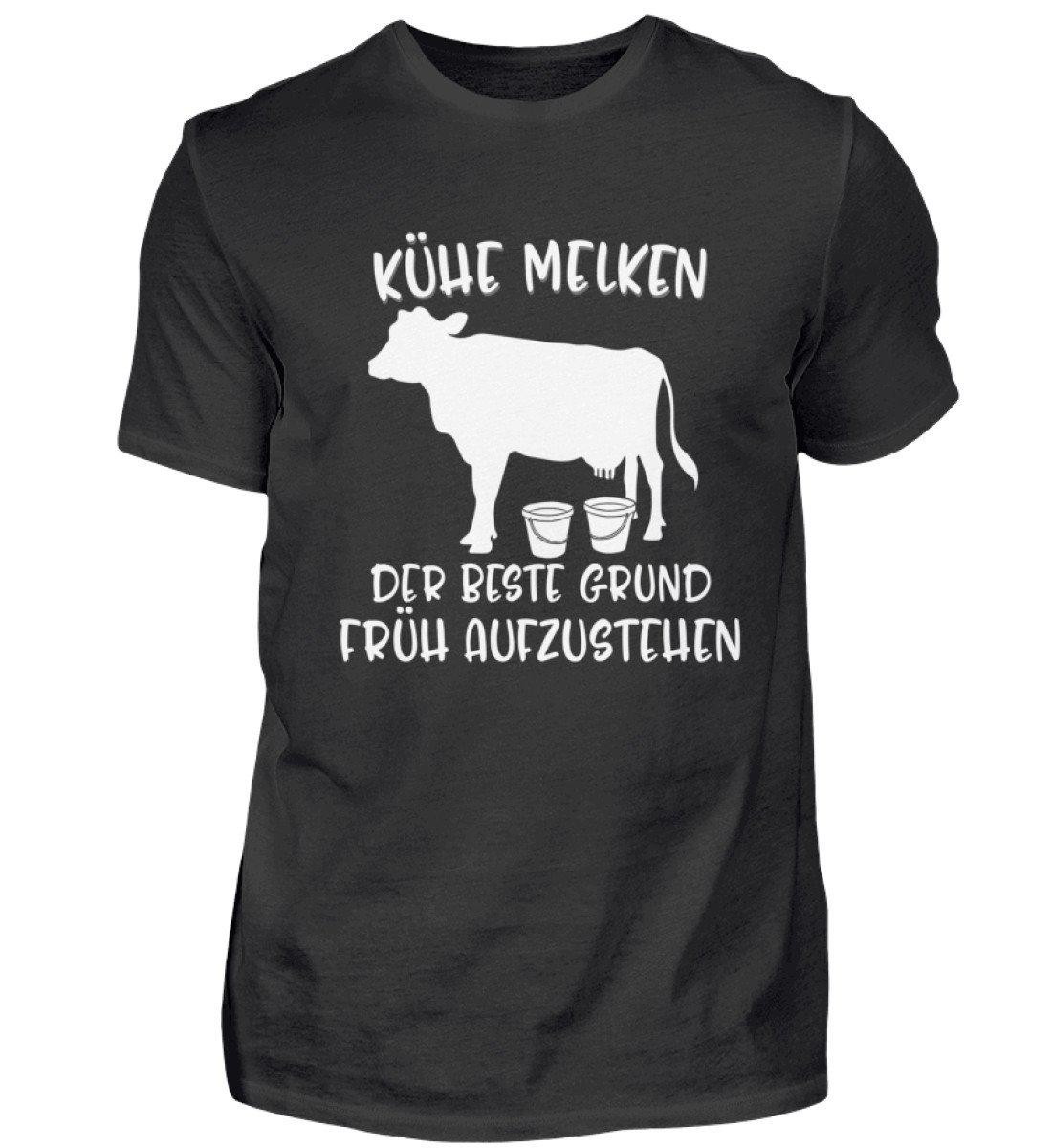 Kühe melken früh aufstehen · Herren T-Shirt-Herren Basic T-Shirt-Black-S-Agrarstarz