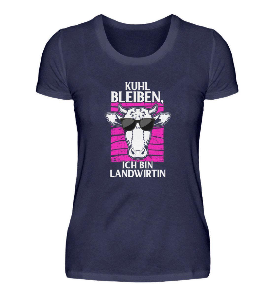Kuhl bleiben Landwirtin · Damen T-Shirt-Damen Basic T-Shirt-Navy-S-Agrarstarz