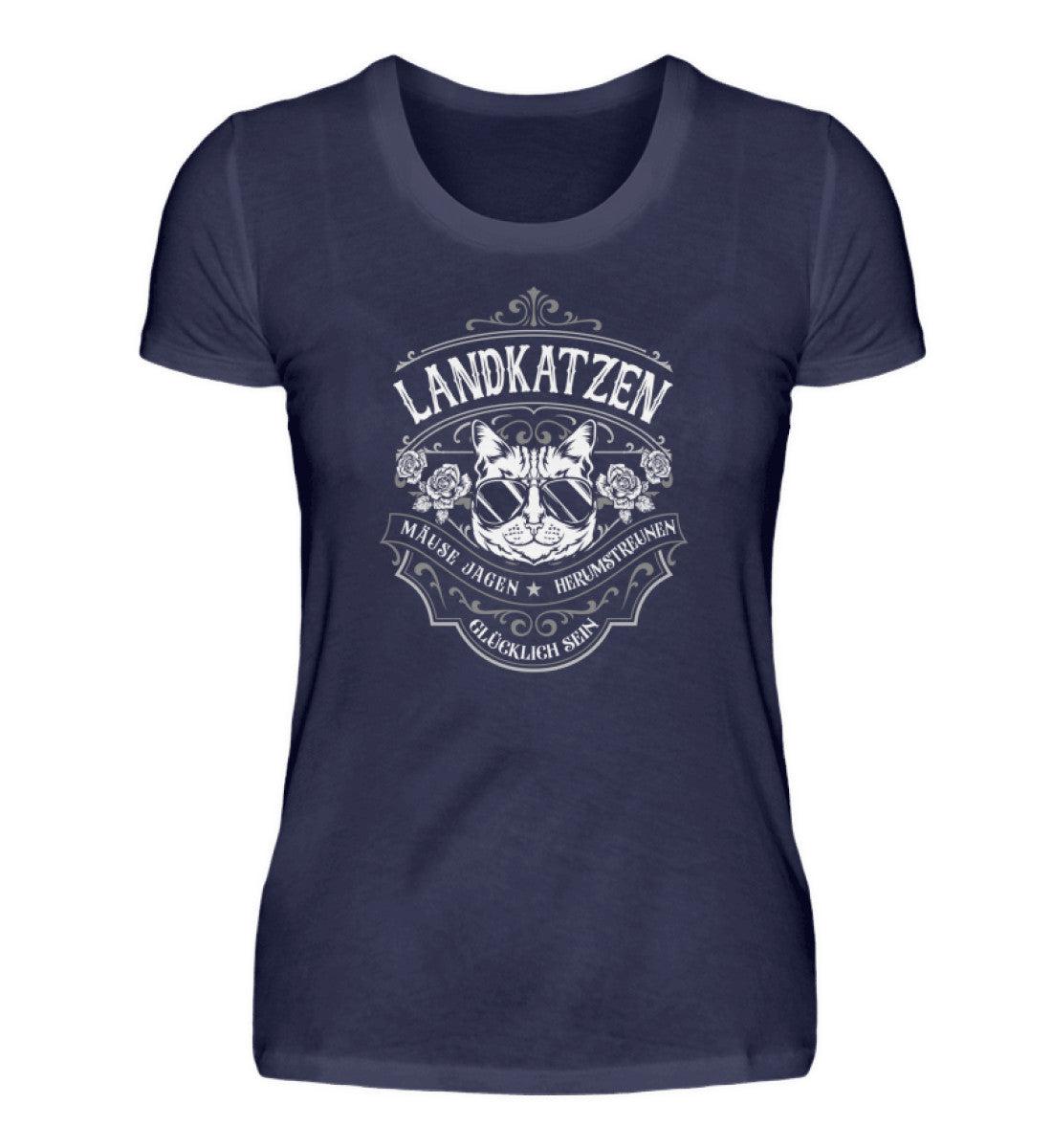 Landkatzen sind glücklich · Damen T-Shirt-Damen Basic T-Shirt-Navy-S-Agrarstarz