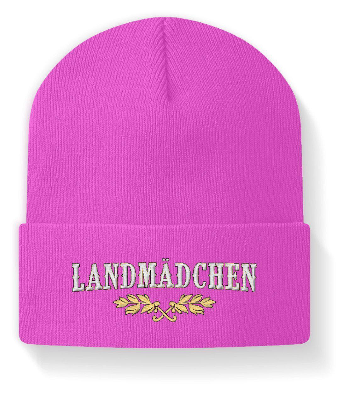 Landmädchen · Beanie Mütze-Beanie mit Stick-Fuchsia-M-Agrarstarz