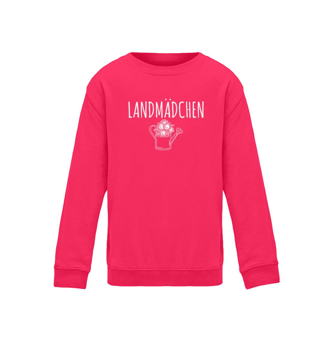 Landmädchen Gießkanne · Kinder Sweatshirt-Kinder Sweatshirt-Hot Pink-12/14 (152/164)-Agrarstarz