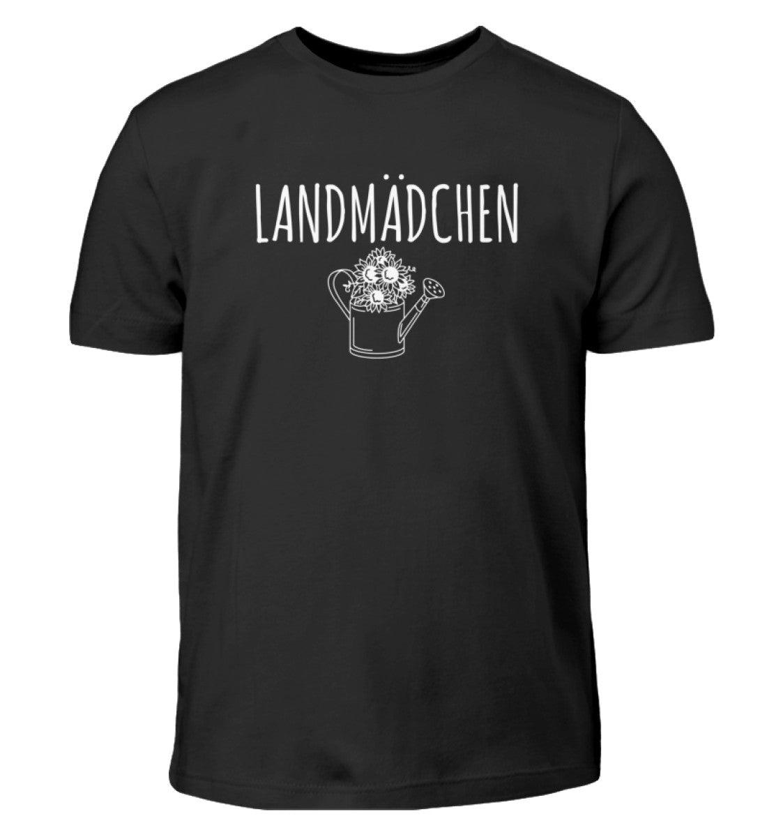 Landmädchen Gießkanne · Kinder T-Shirt-Kinder T-Shirt-Black-12/14 (152/164)-Agrarstarz