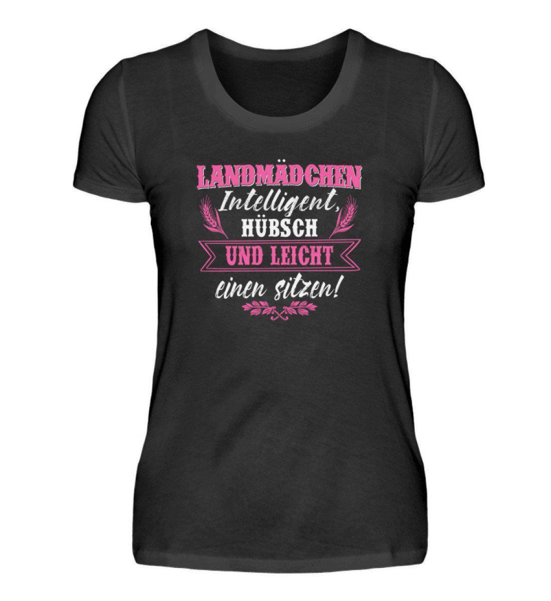 Landmädchen hübsch · Damen T-Shirt-Damen Basic T-Shirt-Black-S-Agrarstarz