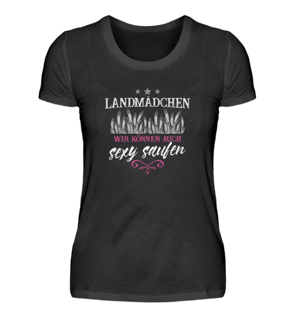 Landmädchen saufen · Damen T-Shirt-Damen Basic T-Shirt-Black-S-Agrarstarz