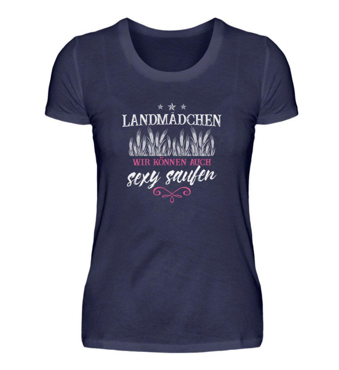 Landmädchen saufen · Damen T-Shirt-Damen Basic T-Shirt-Navy-S-Agrarstarz